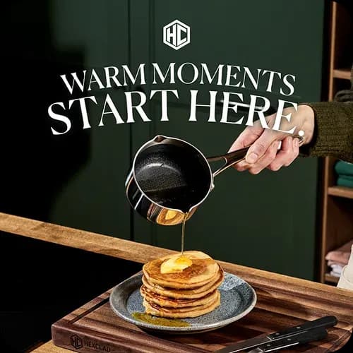 Affiche « Warm moments start here » pour un petit-déjeuner