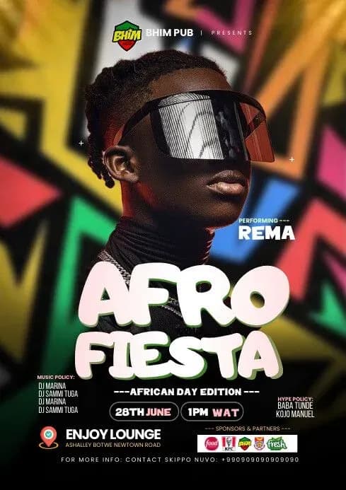Affiche « Afro Fiesta », soirée African Day au Enjoy Lounge