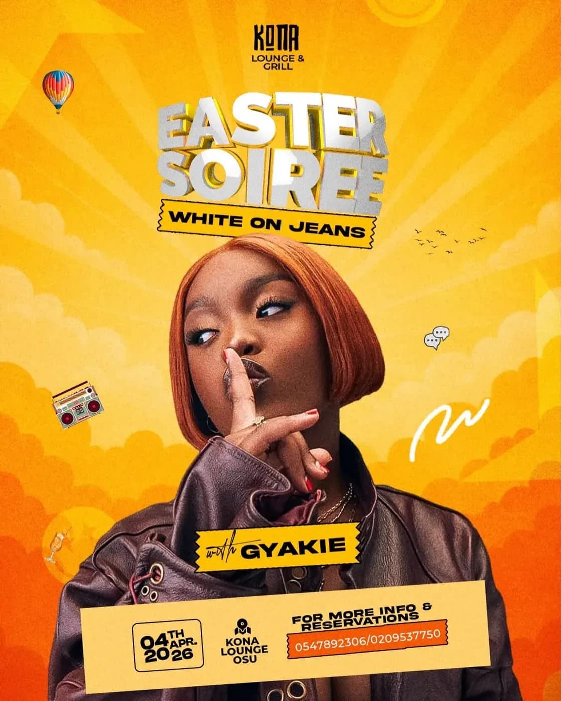 Affiche « Easter Soirée », thème White on Jeans