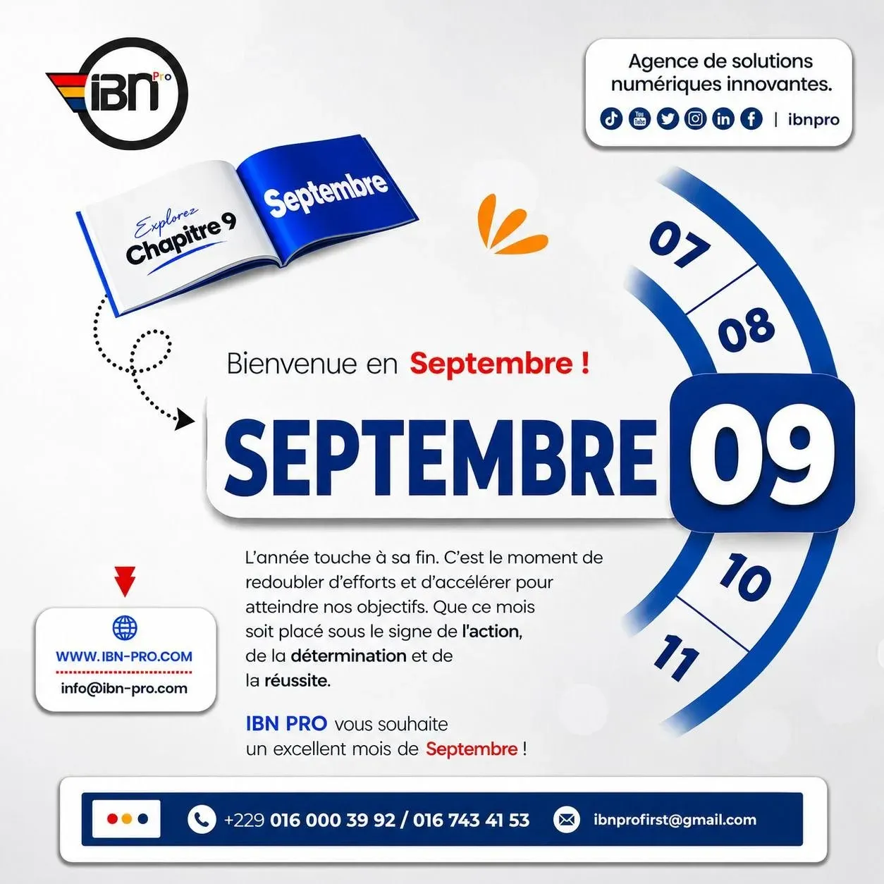 Affiche « Bienvenue en septembre » pour IBN Pro